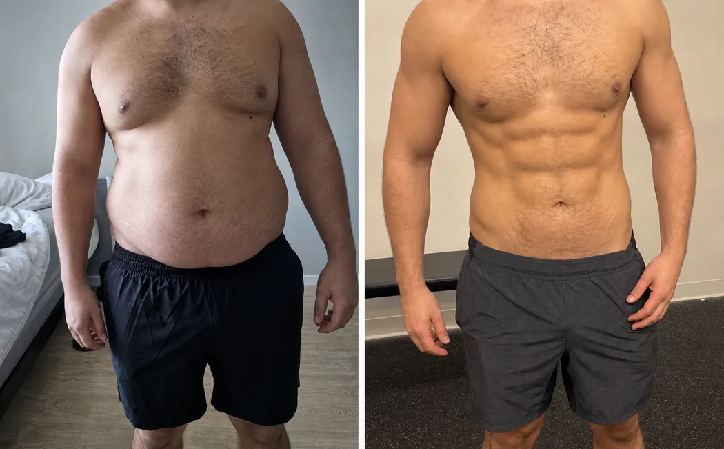 Évolution physique avant et après d'un client
